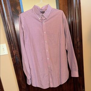 Roundtree & Yorke Men's Pink Plaid Button-Down Dress Shirt
